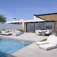 Villa de nueva construcción en una sola planta con 3 dormitorios y piscina privada en Los Alcázares Villa de nueva construcción en una sola planta con 3 dormitorios y piscina privada en Los Alcázares