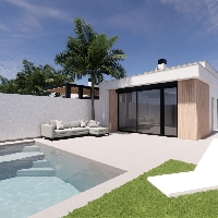 Villa en una sola planta con 2 dormitorios y piscina privada en venta en Los Alcázares Villa en una sola planta con 2 dormitorios y piscina privada en venta en Los Alcázares