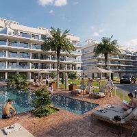 Apartamento moderno amueblado con 2 dormitorios en complejo redidencial de Guardamar