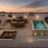 Ático de 3 dormitorios con solarium y piscina privada a 900m. de la playa en Villajoyosa